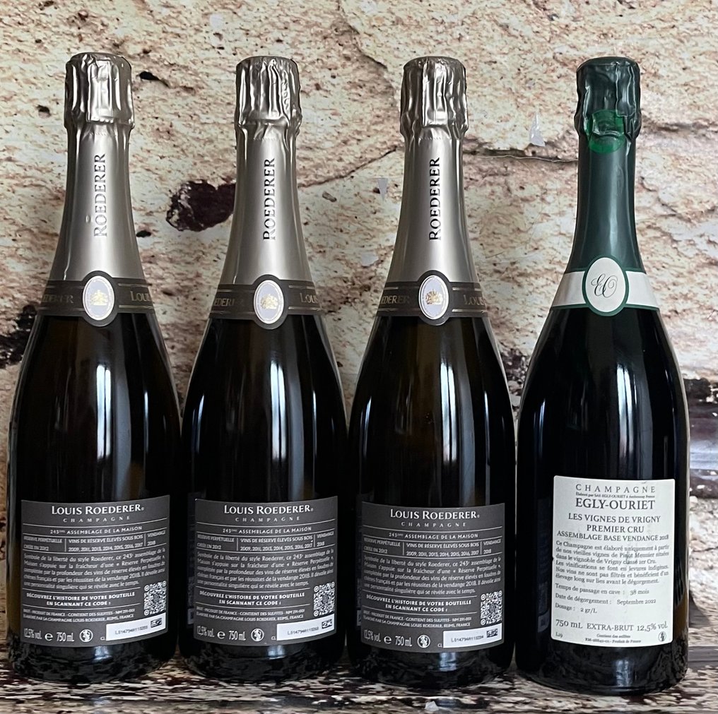 Louis Roederer, Collection 243 x3 & Egly-Ouriet, Premier Cru - Champagne Brut, Extra Brut - 4 Bottles (0.75L) #1.0