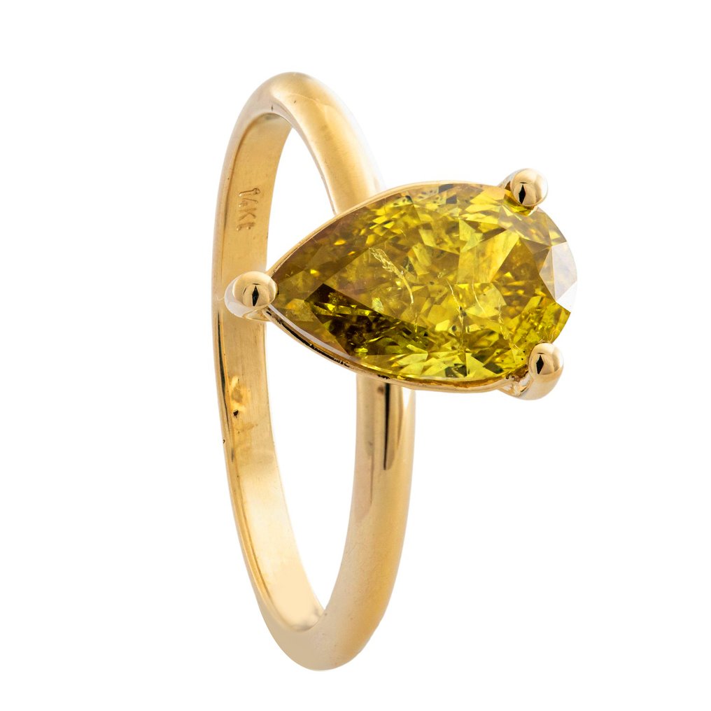 χωρίς τιμή ασφαλείας - Δαχτυλίδι - 14 καράτια Κίτρινο χρυσό - 2.09ct. tw. Κίτρινο Διαμάντι (Φυσικού χρώματος) #1.0