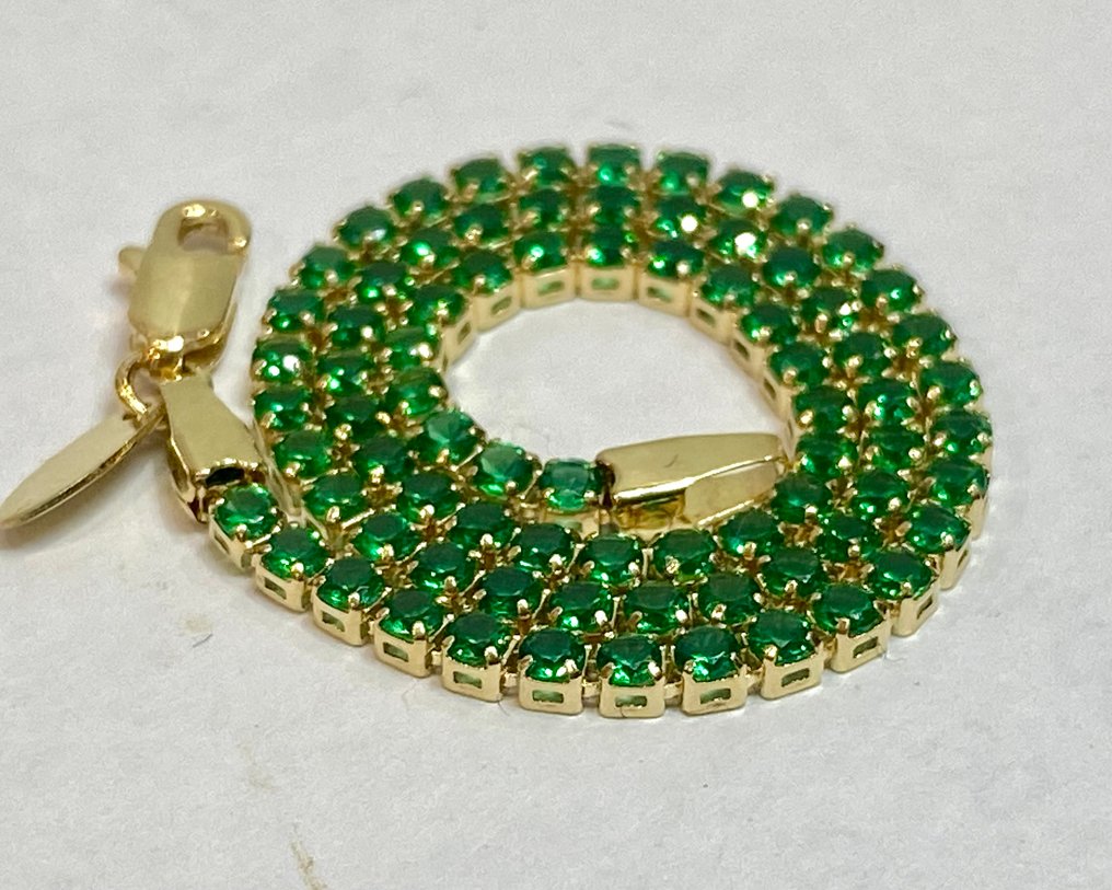 没有保留价 - 网球手链 - 18K包金 黄金 -  0.80ct. tw. 祖母绿 #4.3