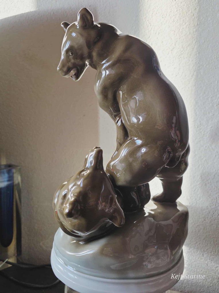 Zsolnay - Statuetta - Fighting bears - Porcellana, Smalto #2.1