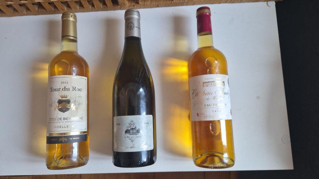 2012 Château Andoyse du Hayot, 2012 Tour du Roc, 2015 Le Pré aux Clercs - Sauternes, Bergerac, Loire - 3 Flasker (0,75 L) #1.0