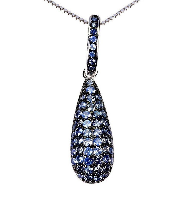Zonder Minimumprijs - Ketting met hanger Zilver - Blue Sapphire #1.0