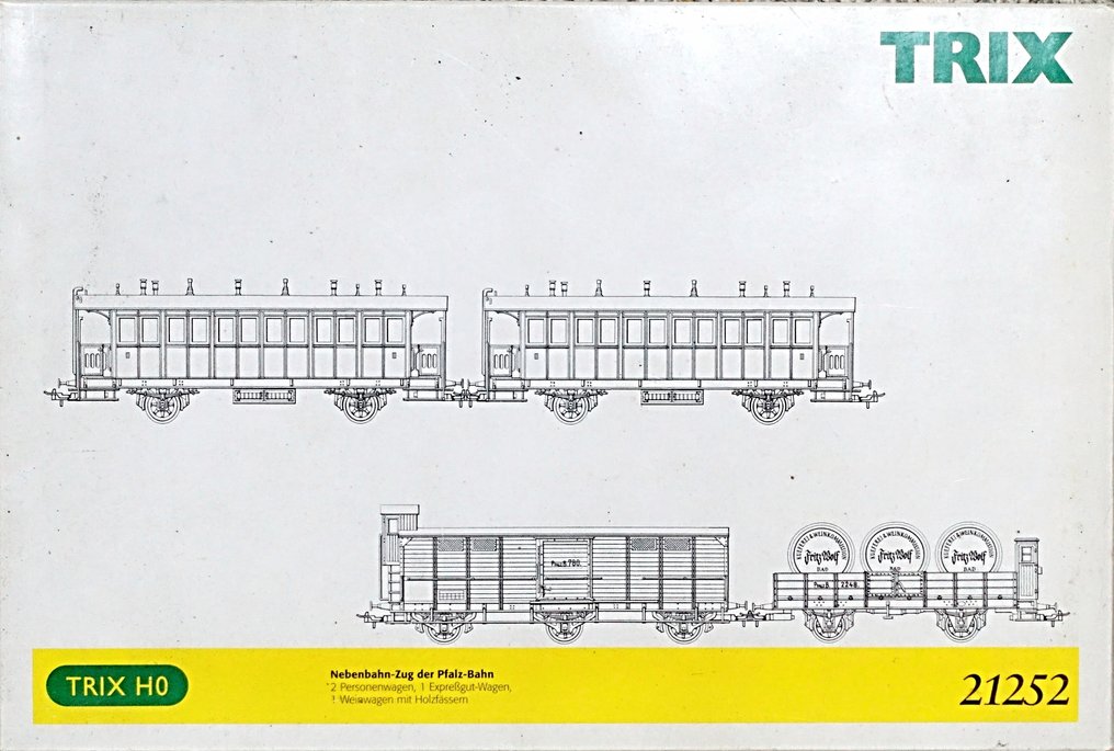 Trix H0 - 21252 - Model train wagon (1) - Four-piece wagon set 'Pfalz-Bahn' #1.0