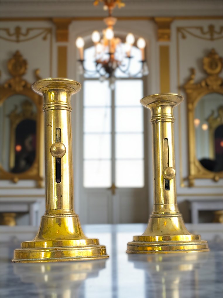 Candleholder 1850 - 1900 - Adjustable “Telescopic” Mechanism – France (2) - Brass #1.0