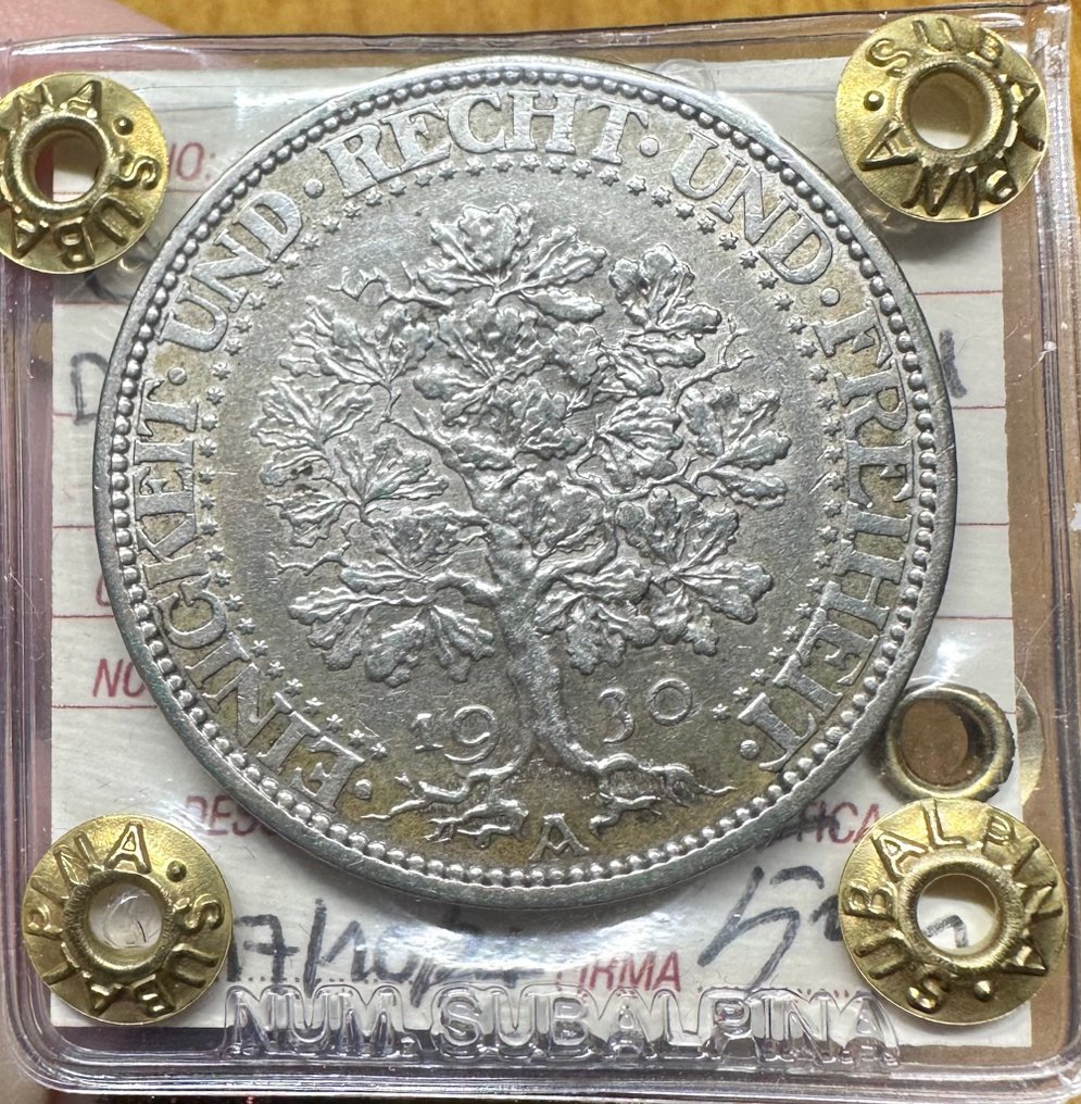 德國，威瑪共和國 5 Reichsmark 1930 A #1.0