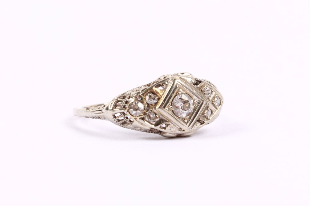 Sormus - 18 kt. Valkokulta Timantti (Luonnollinen) #1.0