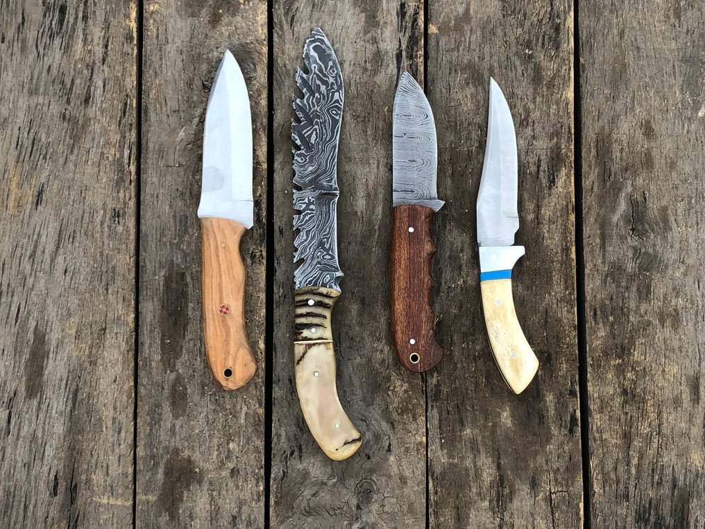 Μαχαίρι κουζίνας - Εξαιρετικά χειροποίητα μαχαίρια Skinners, σφυρηλατημένο ατσάλι, κέρατο ελάφου, ξύλο και σπάνια λαβή - Βόρεια Αμερική - Δερμάτινη Θήκη TD7 #3.2