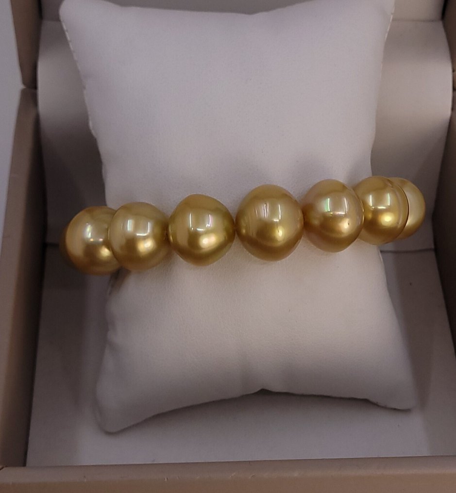 手镯 巨大尺寸 - 深金色南海珍珠 - 12.5x15.5毫米 #3.2