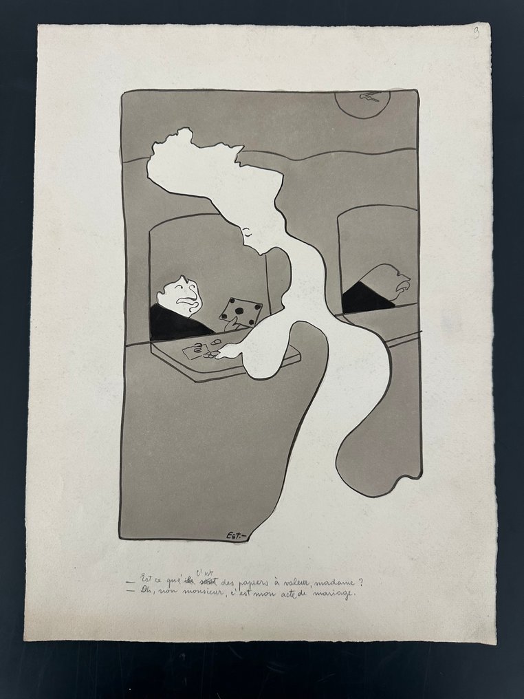 Esti - 1 Original drawing - Dessin Presse - Acte de mariage - 1910 #1.0