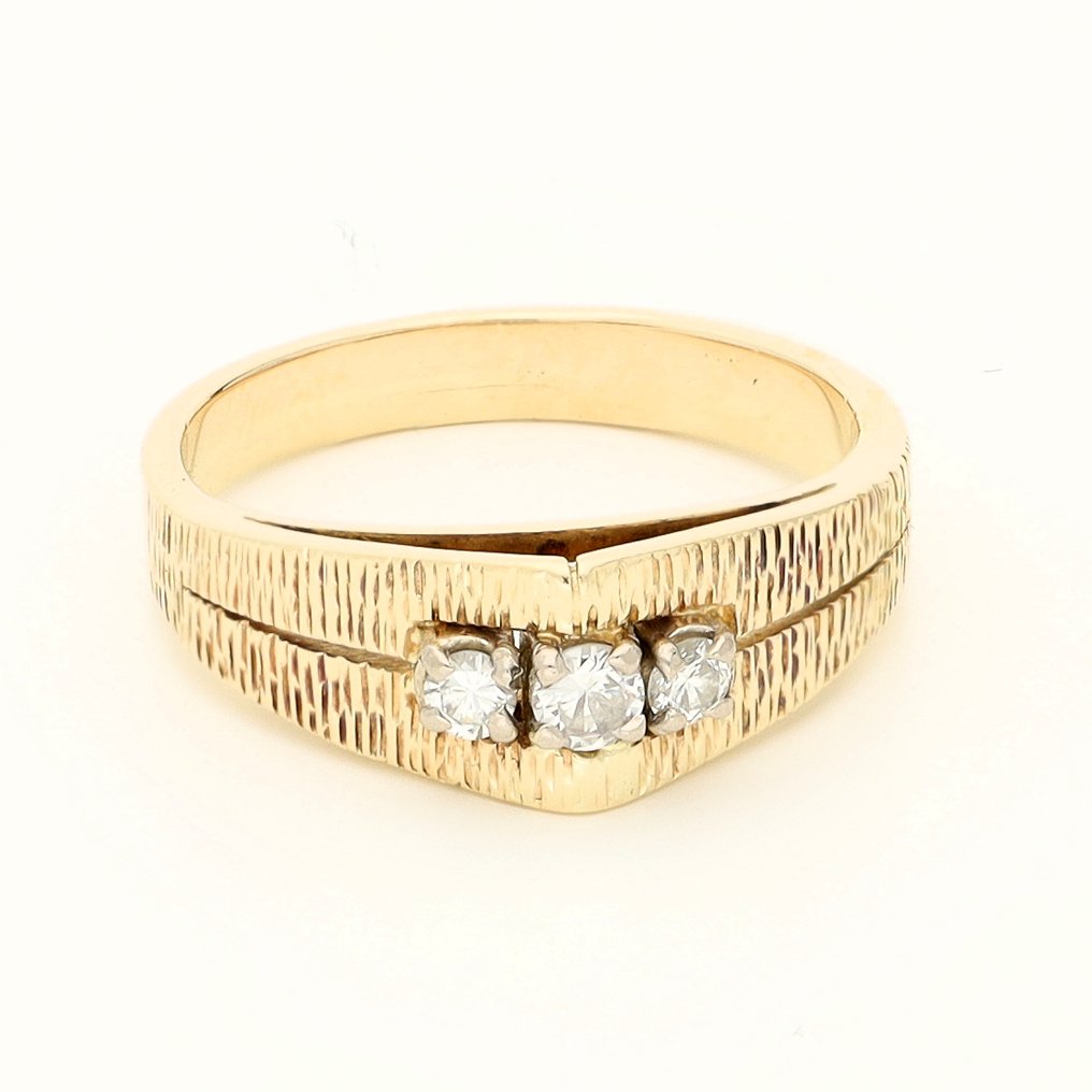 戒指 - 14K包金 黄金 - 0.17ct. tw. 钻石 (天然) - 钻石 #1.0