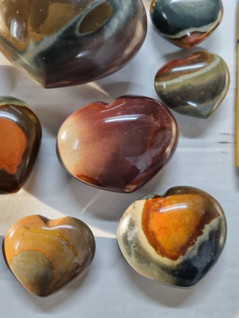 Μεγάλο σετ με πολύχρωμες καρδιές από τζάσπερ 10,5-5 εκ. Καρδιά- 1622 g #3.2