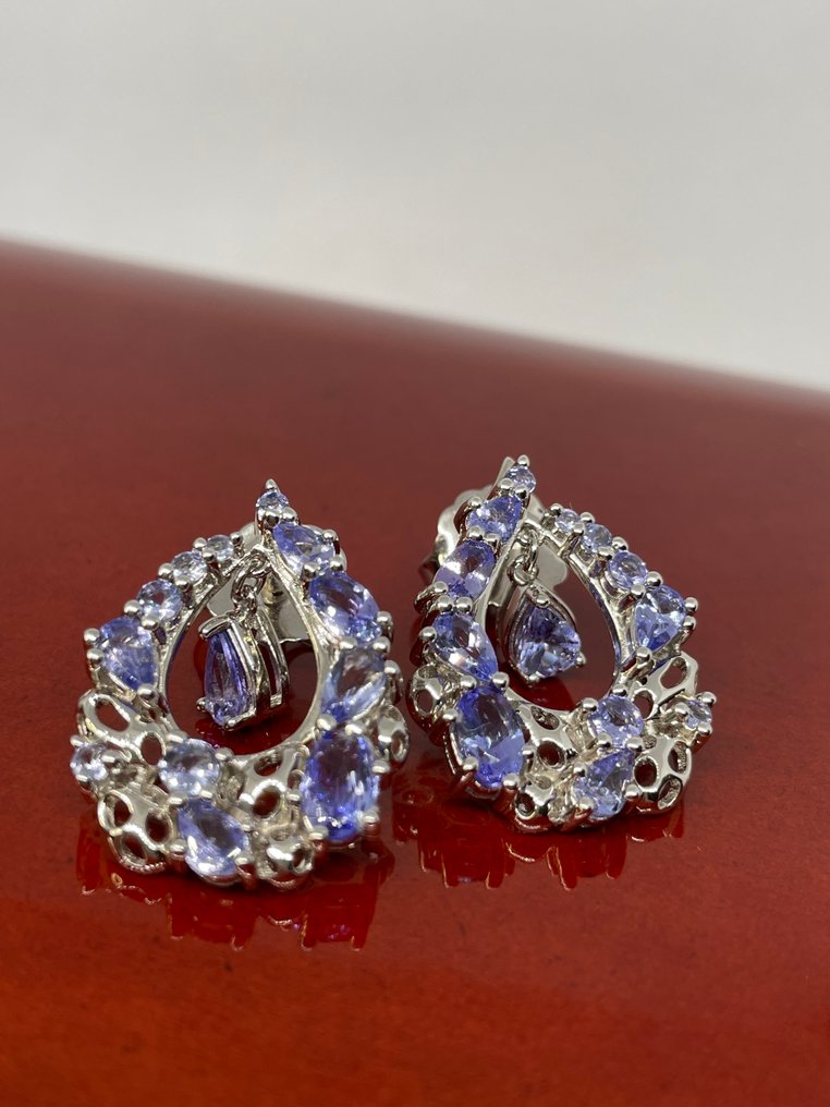 Nincs minimálár - Drop fülbevaló Ezüst Tanzanit #1.0