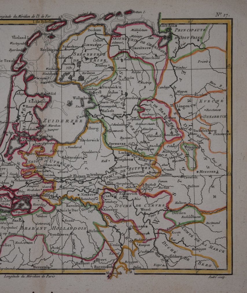 Paesi Bassi - Paesi Bassi; Bonne - Carte de La Hollande.. - 1781-1800 #1.0