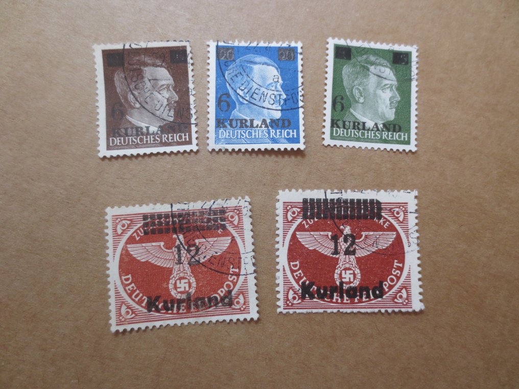 Empire allemand - Occupation de l’Estonie (1941-1944) 1944 - Satz Kurland, proprement oblitéré et complet avec vérification ancienne Pickenpack. - Michel 1-4 A/B #1.0