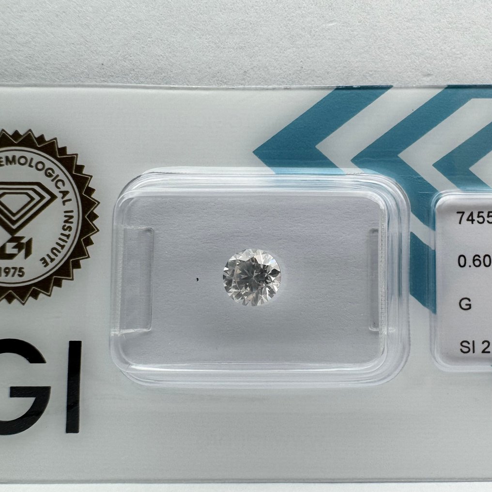 Nincs minimálár - 1 pcs Gyémánt (Természetes) - 0.60 ct - Kerek - G - SI2 - Nemzetközi Gemmológiai Intézet (IGI) #3.2