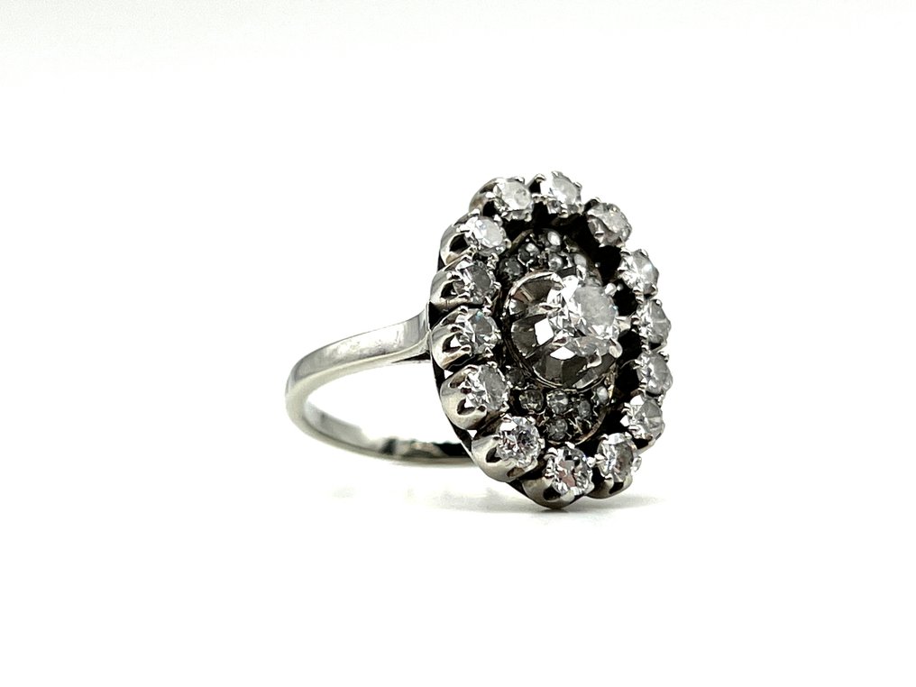 戒指 - 18K包金 白金, 白金 - 1.40ct. tw. 钻石 (天然) #1.0