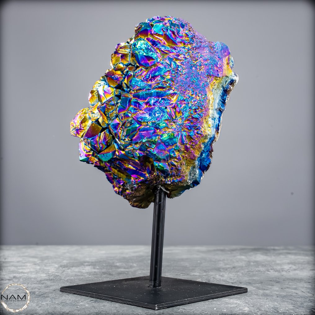 非常罕见的Rainbow Aura紫水晶-石英 待命- 606.47 g #4.3