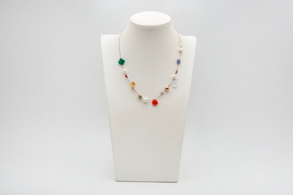 Κολιέ - 18 καράτια Ροζ χρυσό Ρουμπίνι - Ζαφείρι #3.2