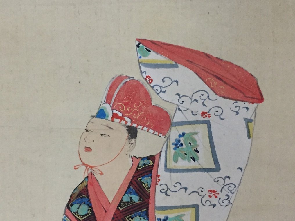 Ethnic dancer / Japanese Vintage Hanging Scroll KAKEJIKU / Silk / Hand Painted - Signed - Ιαπωνία (χωρίς τιμή ασφαλείας) #3.2