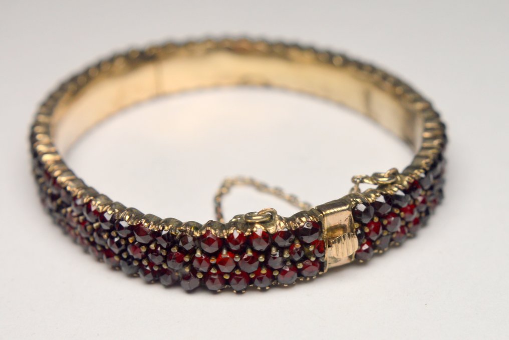 χωρίς τιμή ασφαλείας - Βραχιόλι Χρυσό επάλληλο, 800 Ασήμι Γρανάτης - Κόκκινα Βοημικά Ζαφείρια #2.1