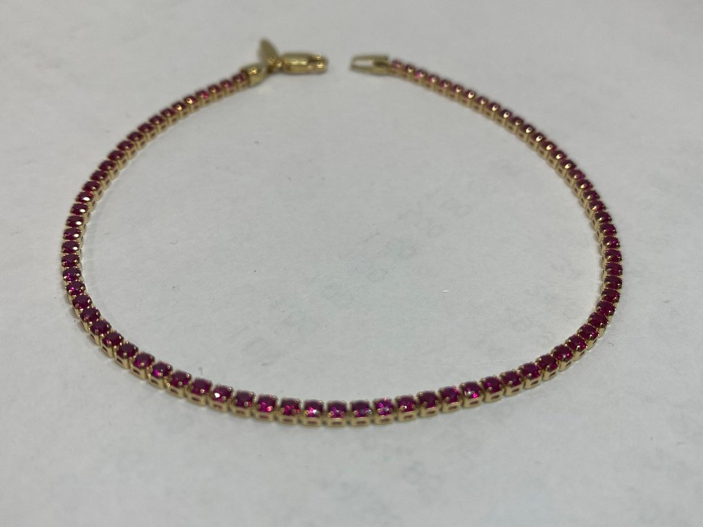 没有保留价 - 网球手链 - 18K包金 黄金 -  0.80ct. tw. 红宝石 #1.0