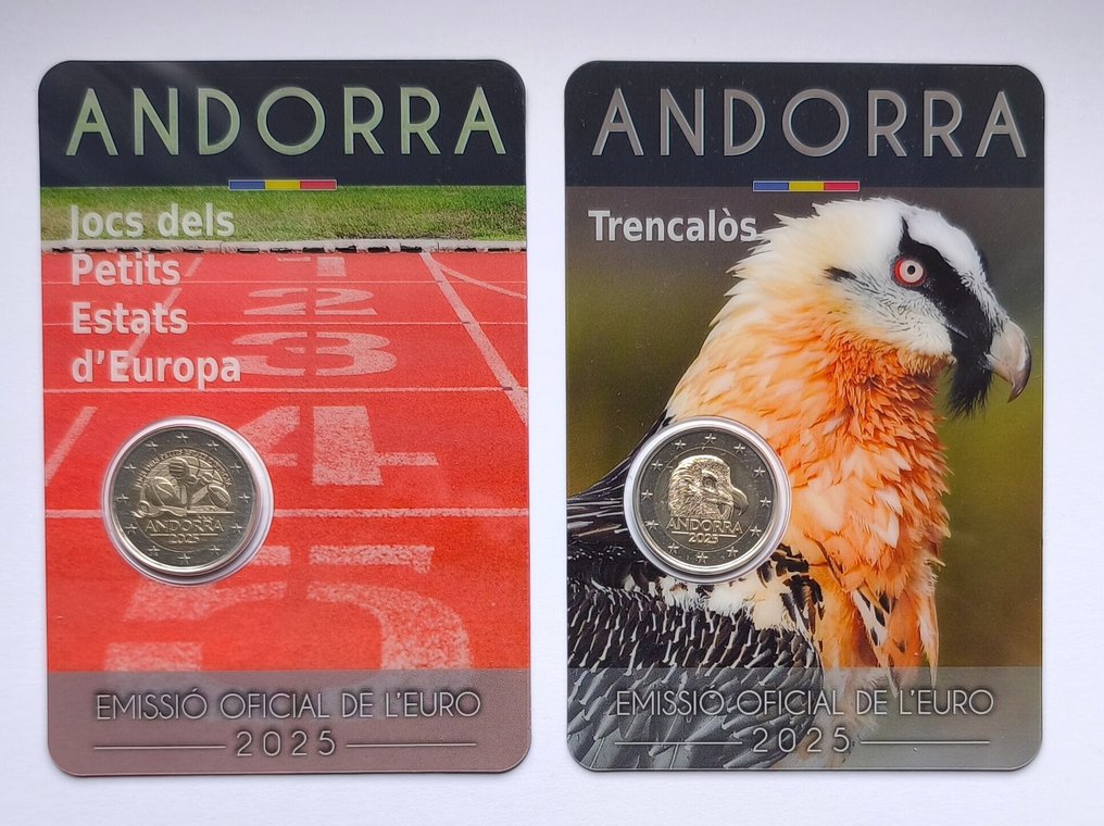 Andorra. 2 Euro 2025 "Bearded" + "Small States Games" (2 coincards) (No reserve price) #1.0