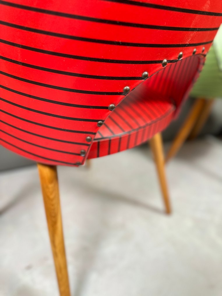 Καρέκλα - Ξύλο, Υφάσματα - Δύο μεσοπολεμικές καρέκλες κοκτέιλ του 1950. #4.3