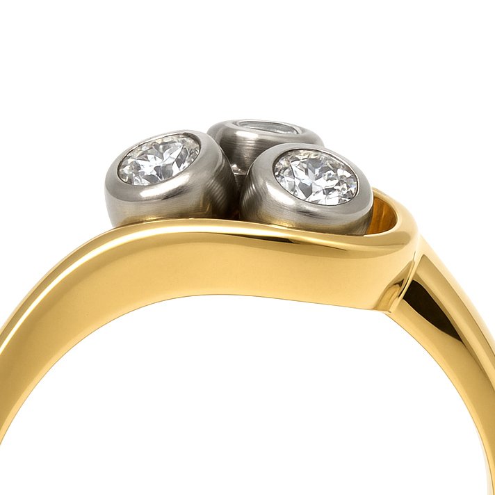 Gyűrű - 18 kt. Fehér arany, Sárga arany - 0.21ct. tw. Gyémánt (Természetes) #4.3