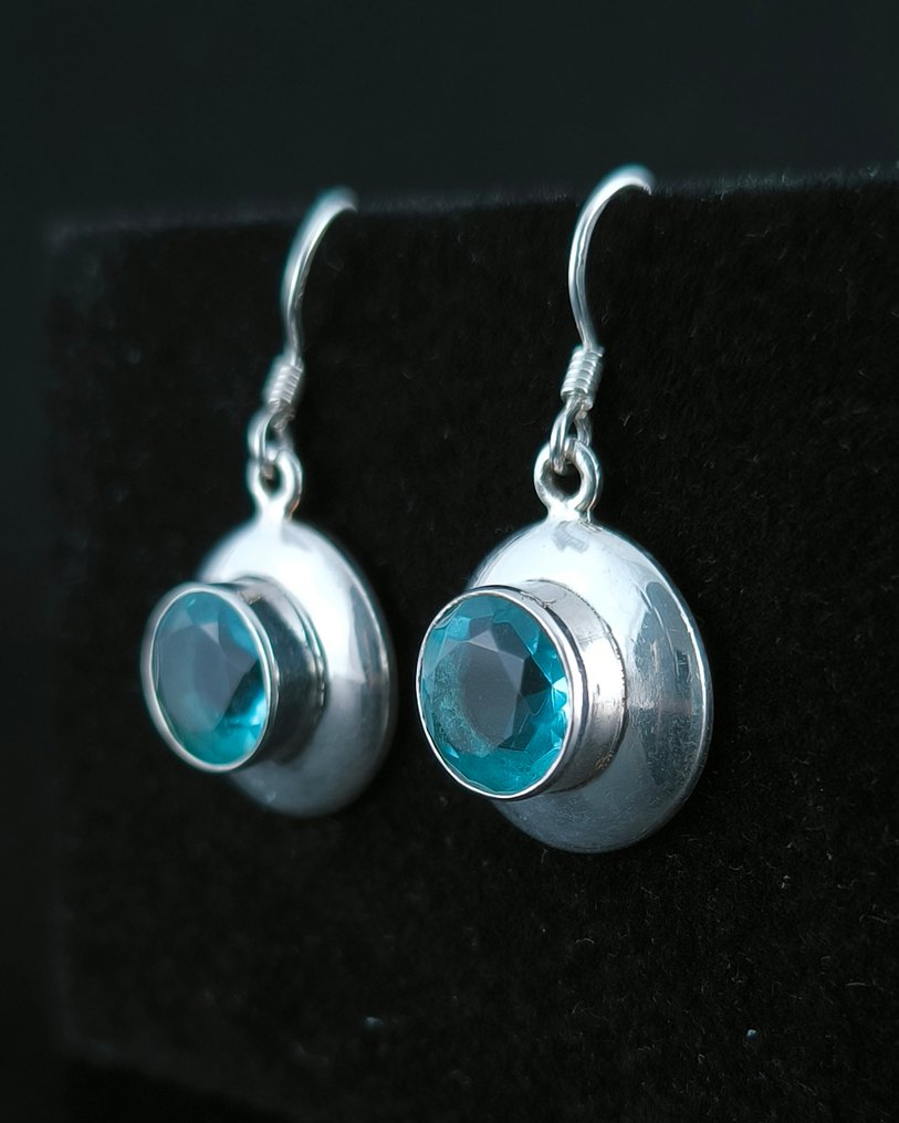 Aquamarin - Silber - Ohrringe - Ohrringe aus Ley-Silber #1.0