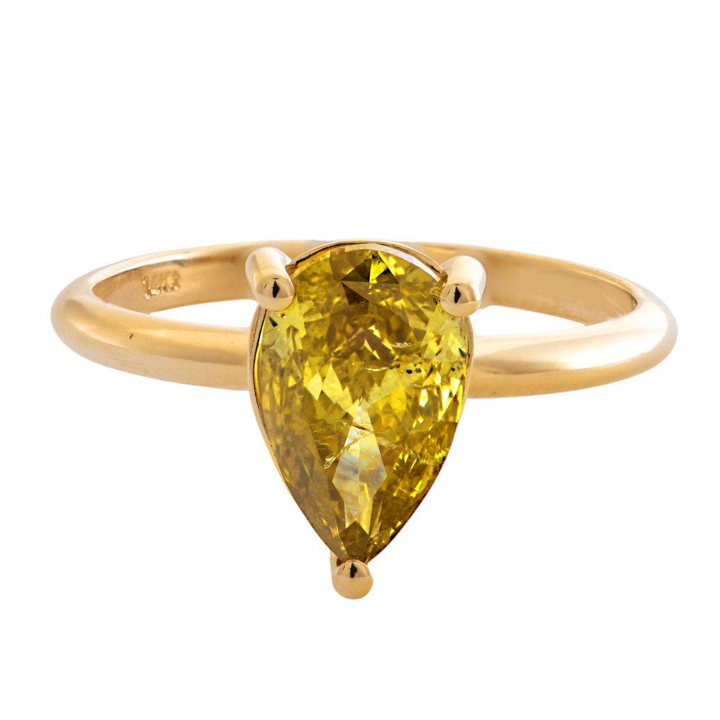 χωρίς τιμή ασφαλείας - Δαχτυλίδι - 14 καράτια Κίτρινο χρυσό - 2.09ct. tw. Κίτρινο Διαμάντι (Φυσικού χρώματος) #1.0