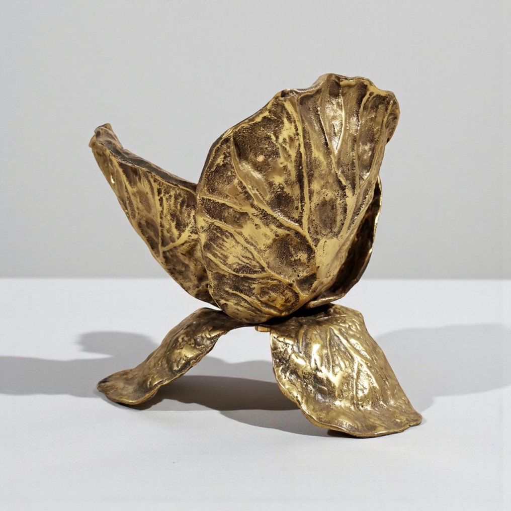 Centrepiece - Organic Design - Patinated bronze - Bronzed patinated centerpiece - Cabbage leaves #1.0
