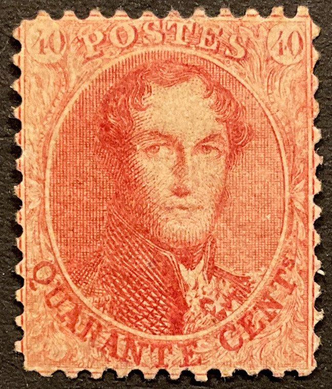 Belgium 1863 - Medallion 16 - 40 centimes Karmijn pink - In the most difficult setting - Beautiful centering - OBP 16 #1.0