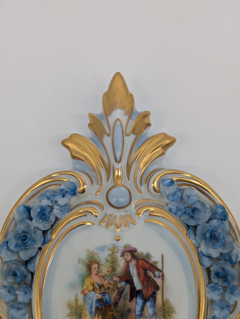 Dresdner Porzellan - Vegglampe - Et par Rokoko-vegglysestaker av porselen - Porselen #3.2