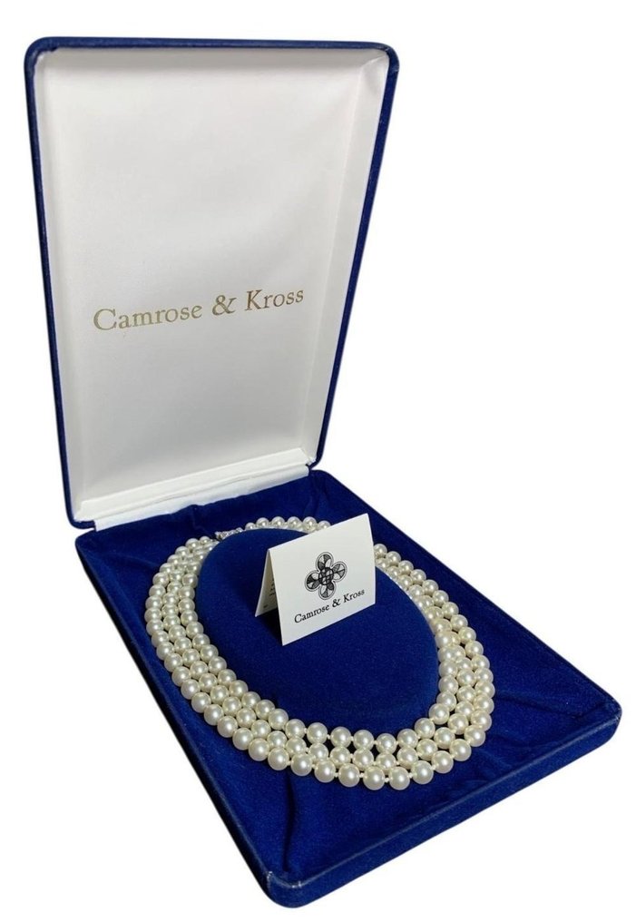 Camrose & Kross - Jaqueline Kennedy Chanel 灵感的1920年代三串打结仿珍珠项圈 - 頸鏈 - 附带盒子 #1.0