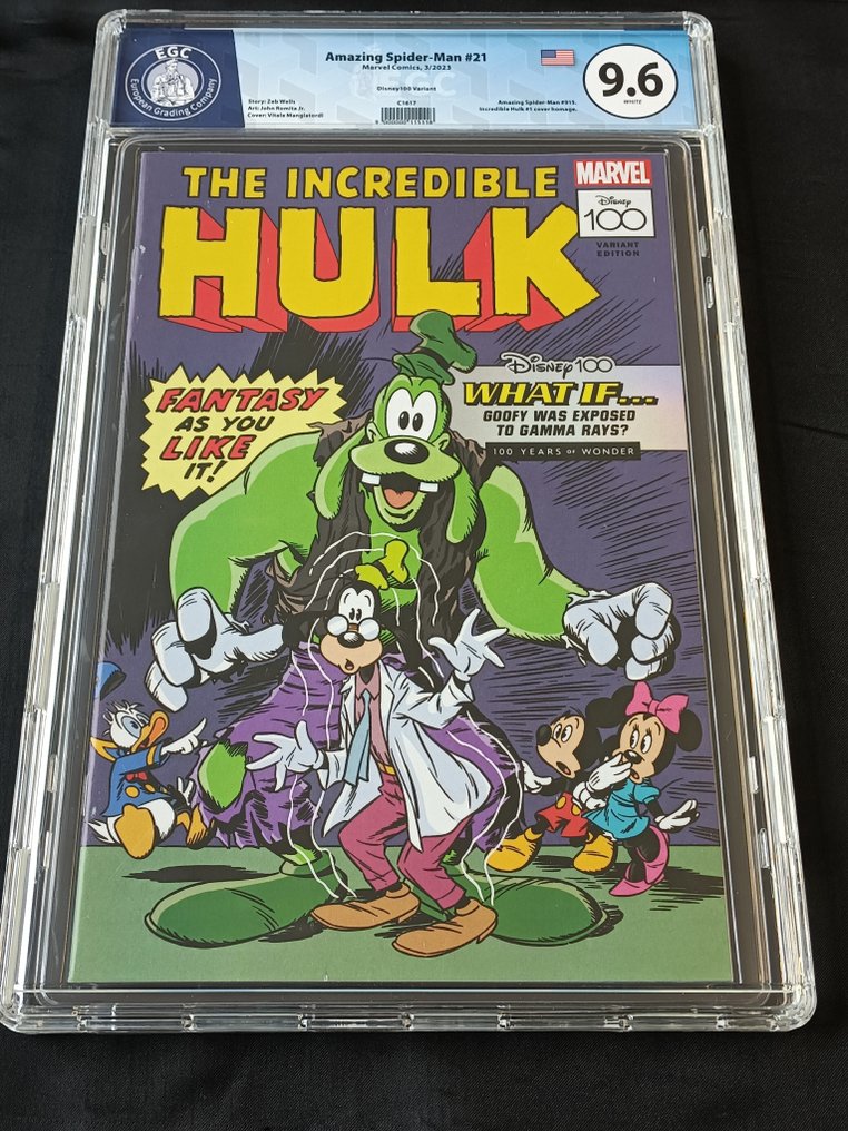The Amazing Spider-Man (Vol. 6) #21 - Vitale Mangiatordi Disney100 What If? Variant - EGC 9.6 + 2 limited and numbered prints by Vitale Mangiatordi - 1 评级漫画 + 2 张漫画印刷品 - 第一版 - 2023 #1.0
