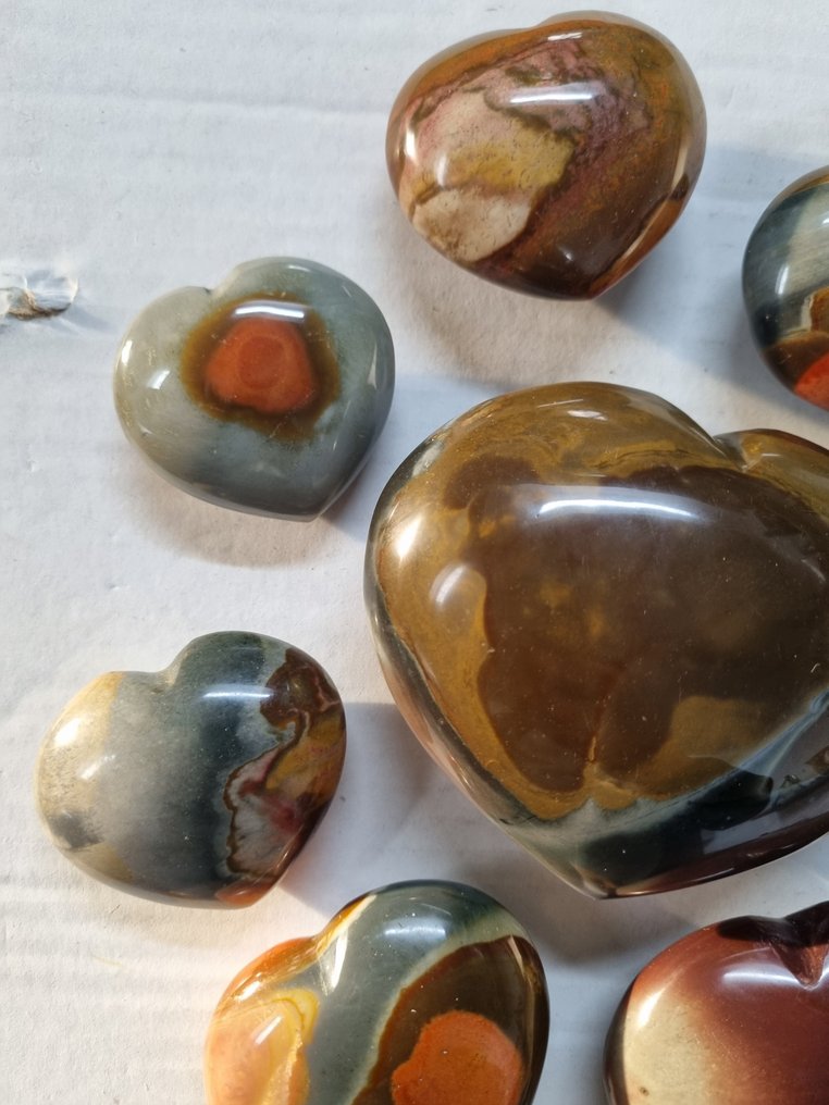 Μεγάλο σετ με πολύχρωμες καρδιές από τζάσπερ 10,5-5 εκ. Καρδιά- 1622 g #1.0