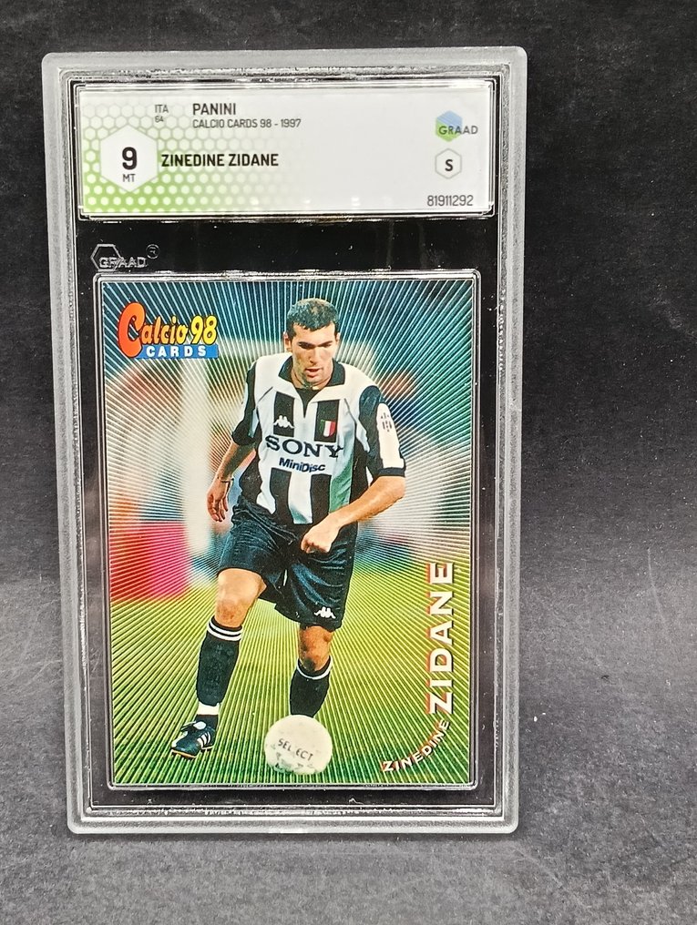 1997 帕尼尼 Calcio Cards 98 齐内丁·齐达 #64 - Graad 9 Graded card #1.0