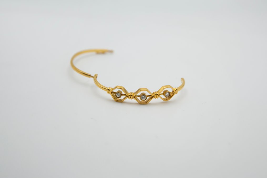 手鈪 - 18 克拉 黃金 鉆石 (天然) #1.0