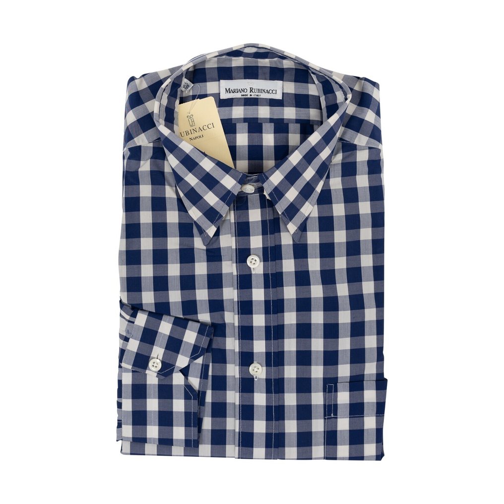 RUBINACCI NAPOLI RRP 520€ Blue Checks Pocket Dress Shirt Cotton Classic Fit 5Y - 16.5 - 42 - Skjorte - Ny med merkelapper #3.2