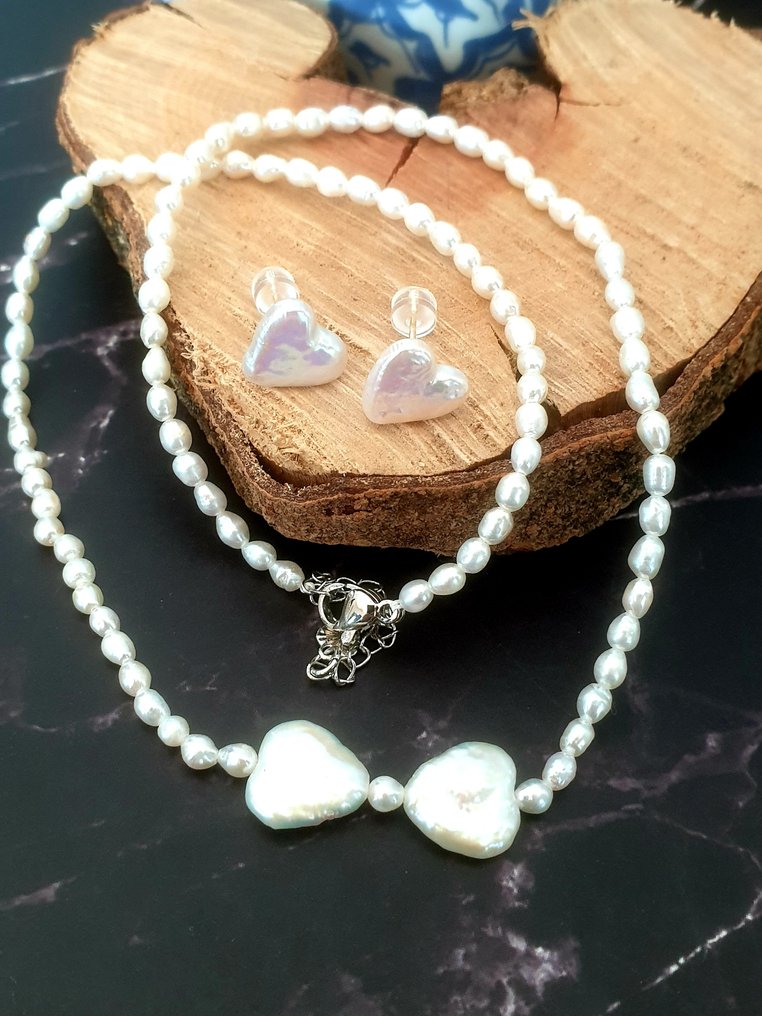 自然心形珍珠 - 兩件珠寶套裝 #1.0