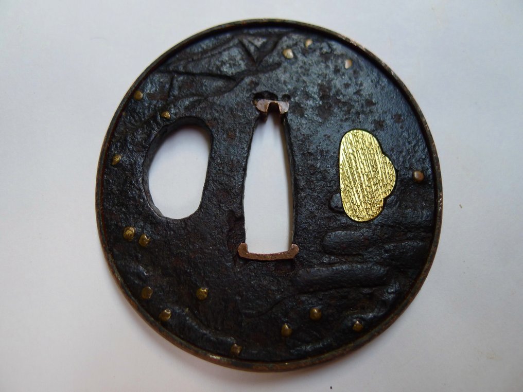 美丽的自然小屋图案 tsuba - 日本 - 江戶時代晚期 #1.0