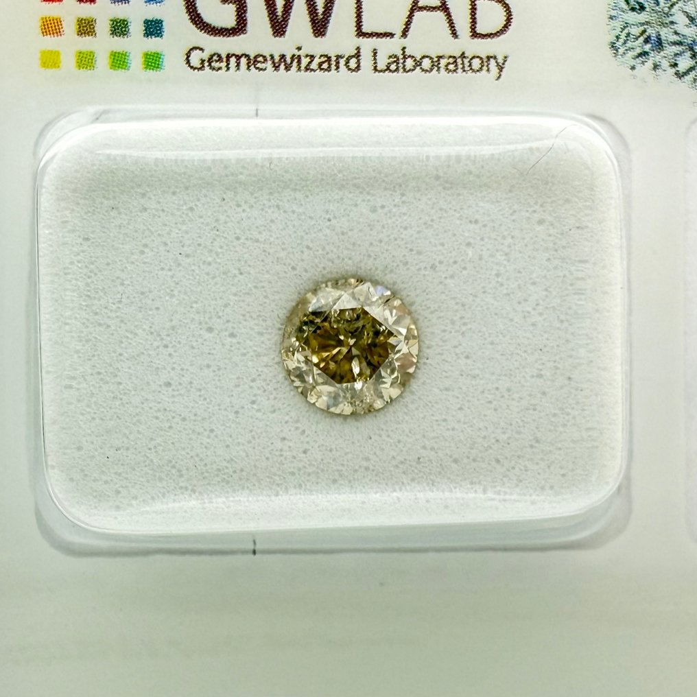 没有保留价 - 1 pcs 钻石 (天然色彩的) - 0.85 ct - 圆形 - Fancy 灰色 - I1 内含一级 - Gemewizard宝石实验室(GWLab) #1.0
