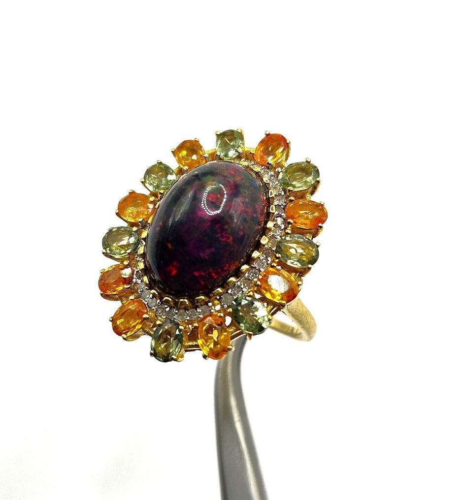 No reserve price - Ring Silver - 7.50ct. tw. Opal - Sapphire #1.0