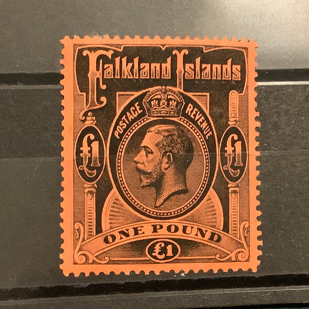 Falkland Islands 1912/1920 - 1 Pound King Edward with perfect centering - SG 69 #1.0