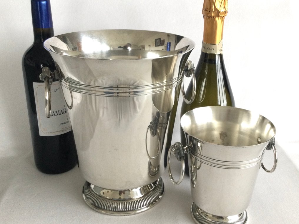 Verzilverde Ijsemmer & - 香槟冷却桶 - 优雅宁静的设计，约1980年，法国 #1.0