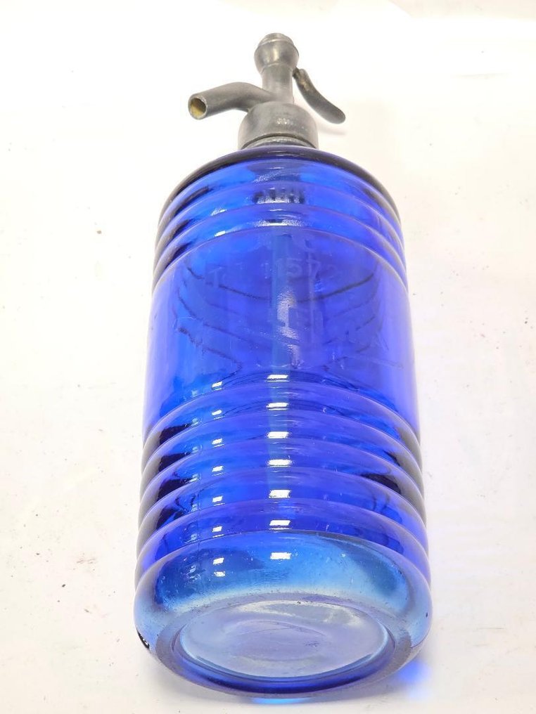 Siphon  - Cobalt blue siphon - cut glass and lead faucet #4.3