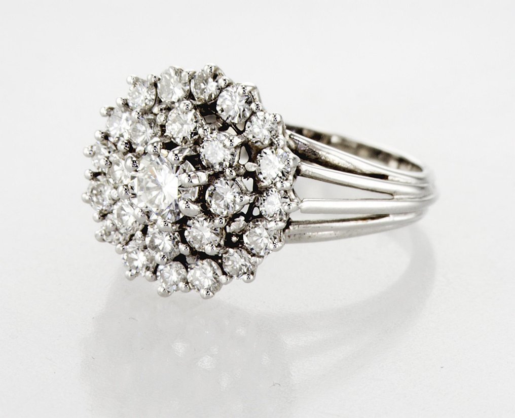 戒指 - 18 克拉 白金 -  1.35ct. tw. 鉆石 (天然) - 鉆石 - R00060 #1.0