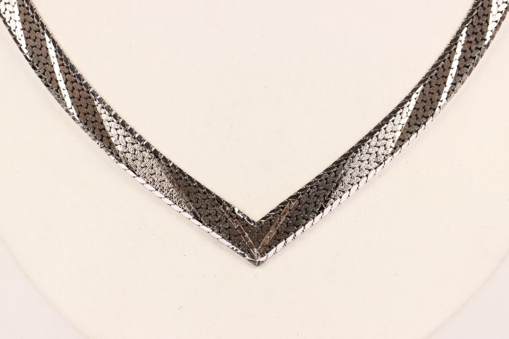 Senza Prezzo di Riserva - Collana Argento - a forma di V nero/argento #2.1