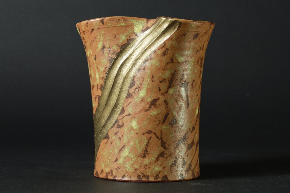 花瓶 - 加藤丈夫的铁制装饰花瓶 - 京都陶瓷（清水烧） - 日本  (没有保留价) #1.0