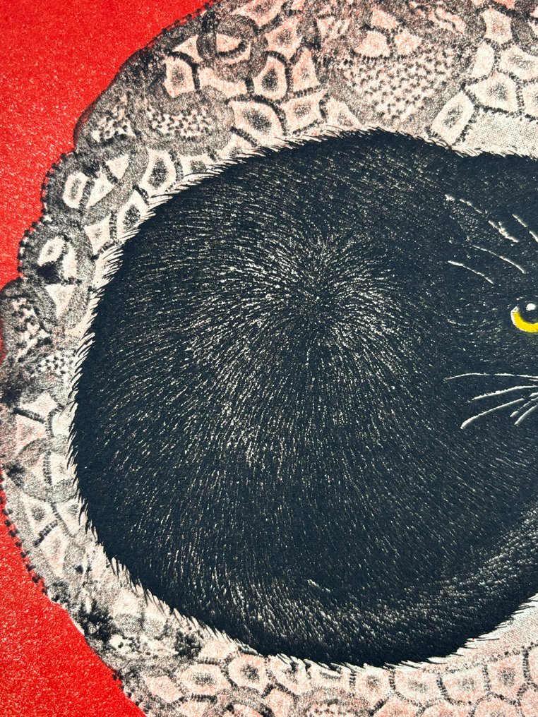 "Kuroneko Miwaku 黒猫20 魅惑1" (Black Cat 20 Allure 1) - Limited 12/50 - Norikane Hiroto 乗兼広人 (b1949) - 日本 #4.3